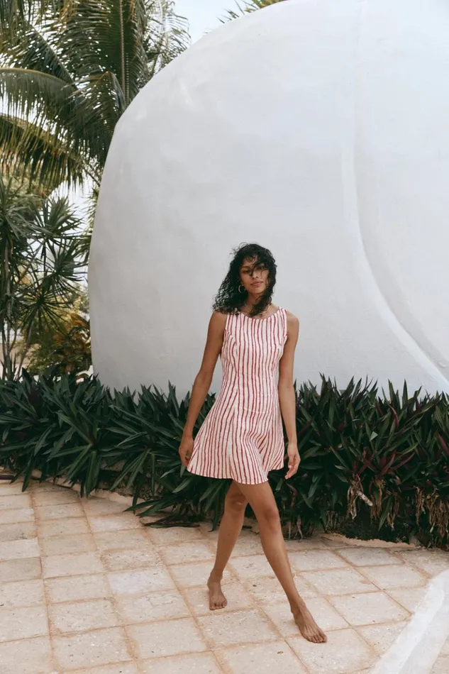 VRG GRL Mini Dresses Women Chloe Linen Mini Dress Stripe VRG GRL Mini Dresses Women Chloe Linen Mini Dress Stripe