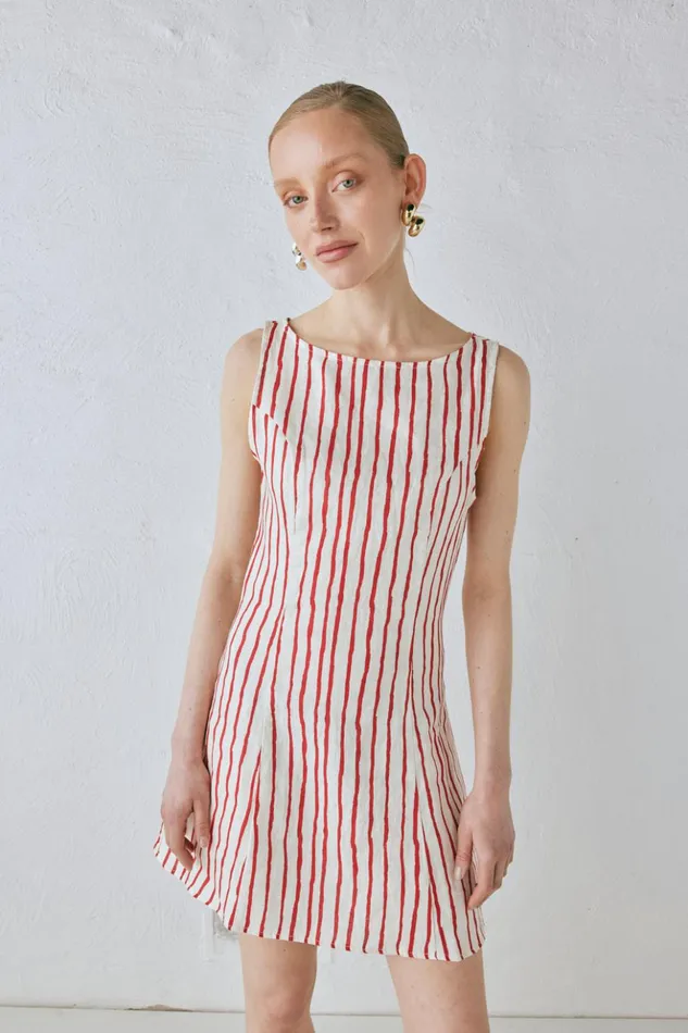 VRG GRL Mini Dresses Women Chloe Linen Mini Dress Stripe VRG GRL Mini Dresses Women Chloe Linen Mini Dress Stripe