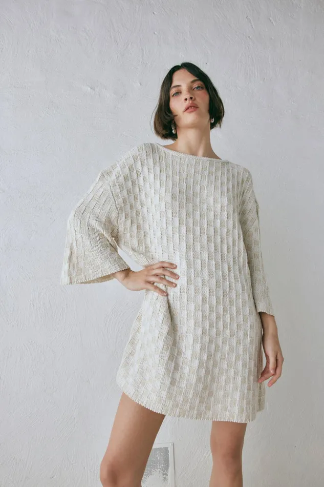 VRG GRL Mini Dresses Women Pia Knit Tunic Cream
