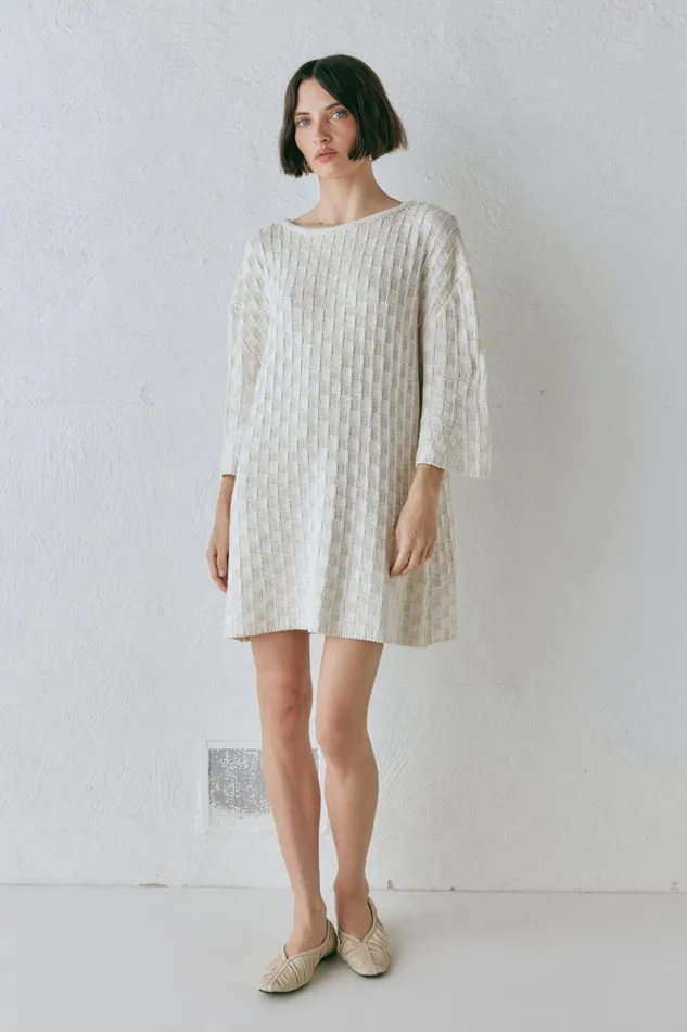 VRG GRL Mini Dresses Women Pia Knit Tunic Cream