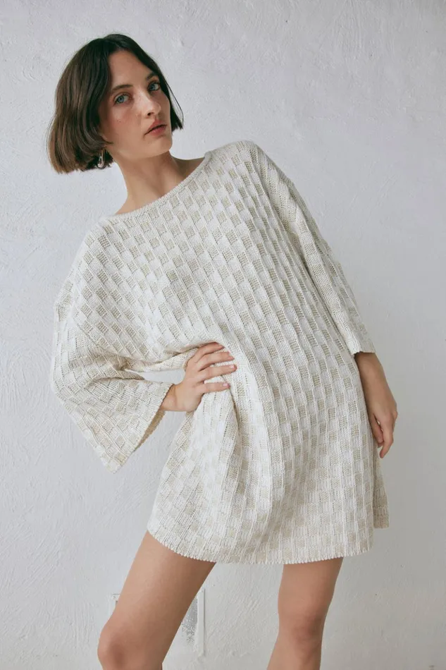 VRG GRL Mini Dresses Women Pia Knit Tunic Cream