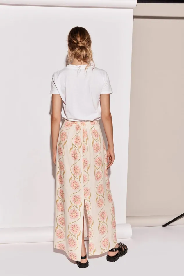 VRG GRL Sets Women Ari Linen Maxi Skirt Bloom