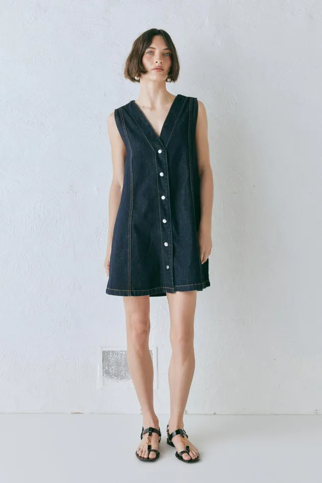 VRG GRL Sets Women Aston Denim Mini Dress Indigo