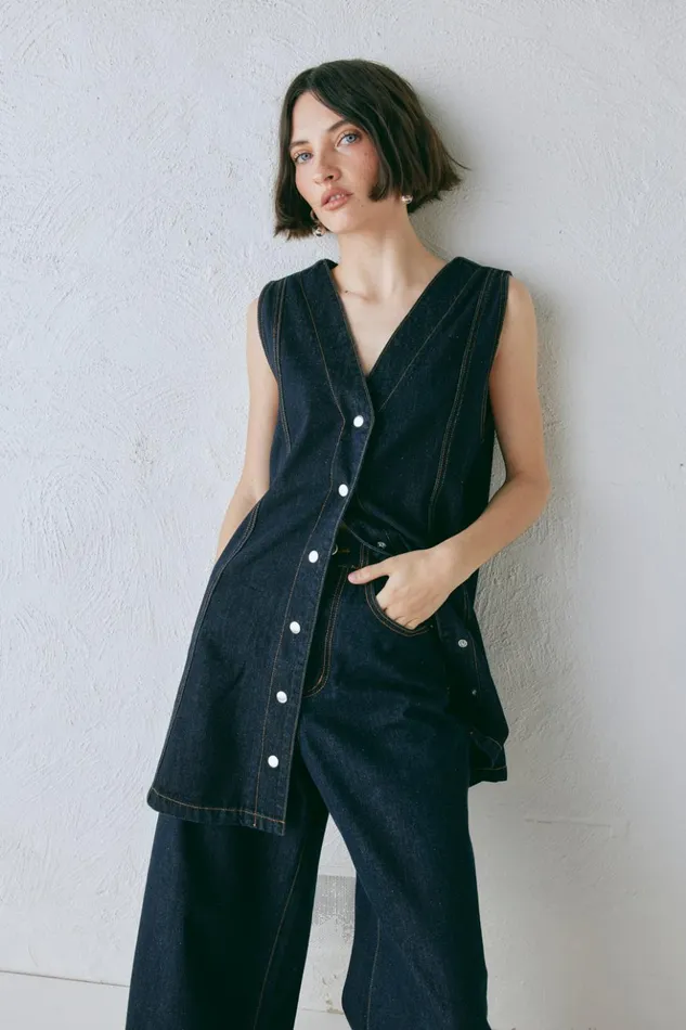 VRG GRL Sets Women Aston Denim Mini Dress Indigo VRG GRL Sets Women Aston Denim Mini Dress Indigo