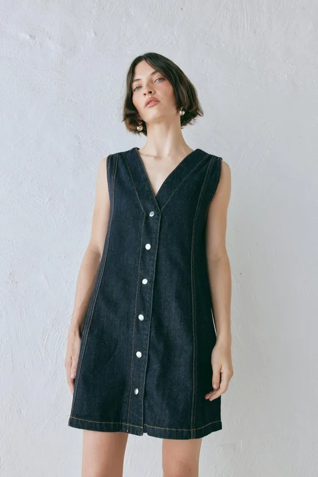 VRG GRL Sets Women Aston Denim Mini Dress Indigo VRG GRL Sets Women Aston Denim Mini Dress Indigo