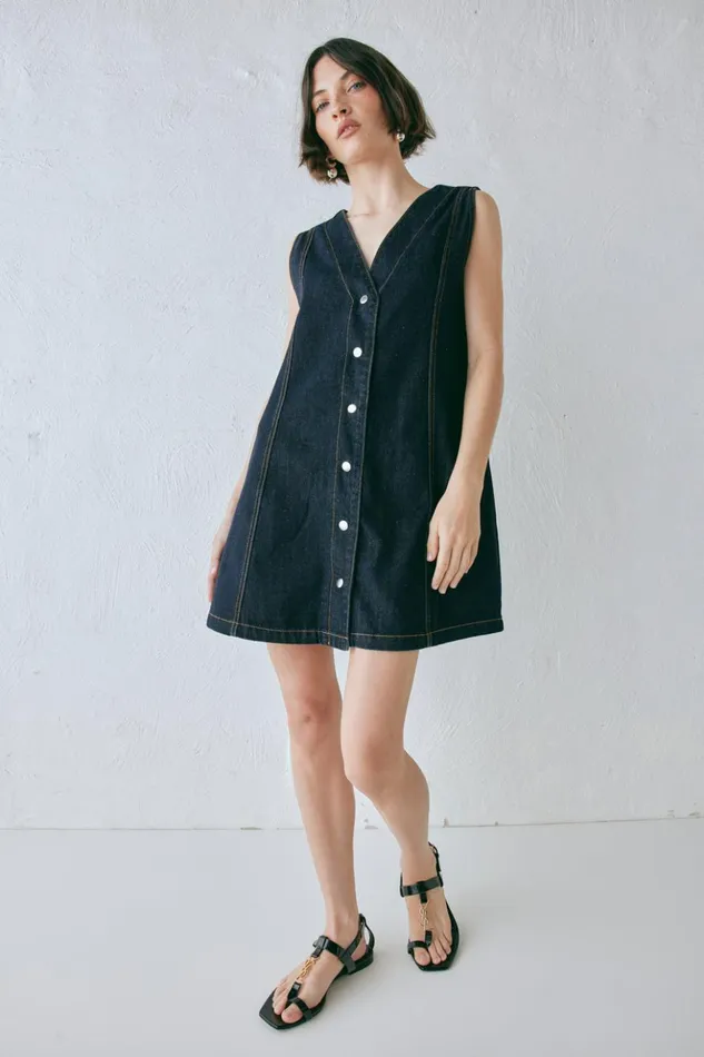 VRG GRL Sets Women Aston Denim Mini Dress Indigo VRG GRL Sets Women Aston Denim Mini Dress Indigo