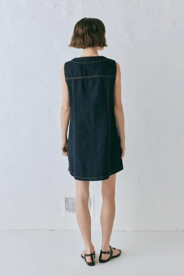 VRG GRL Sets Women Aston Denim Mini Dress Indigo VRG GRL Sets Women Aston Denim Mini Dress Indigo