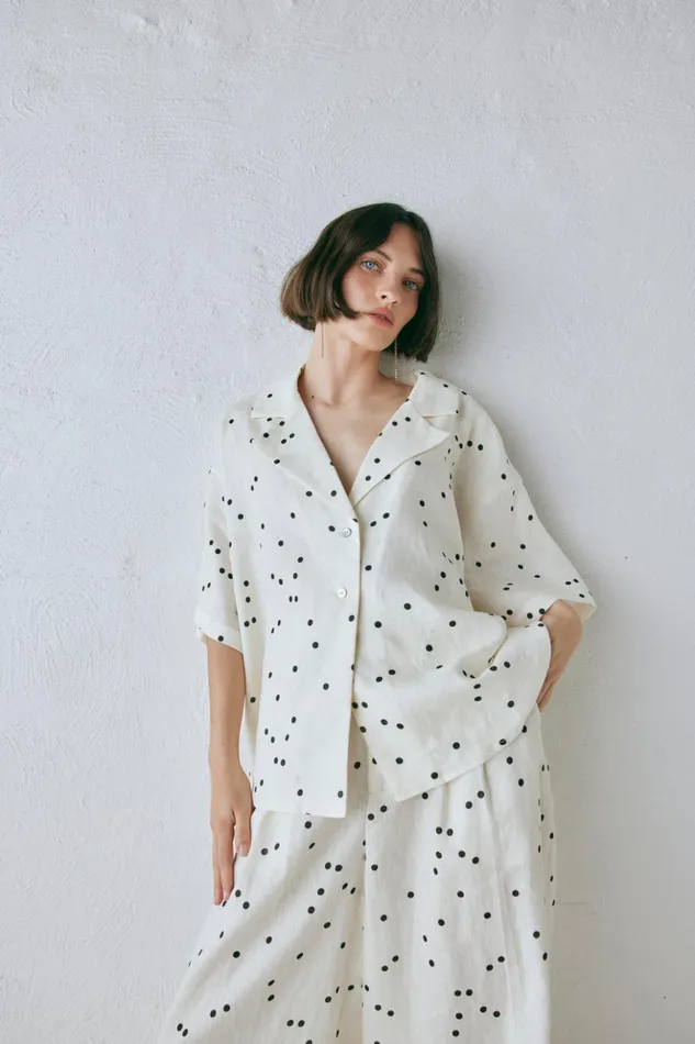 VRG GRL Shirts Women Anke Linen Shirt Dot