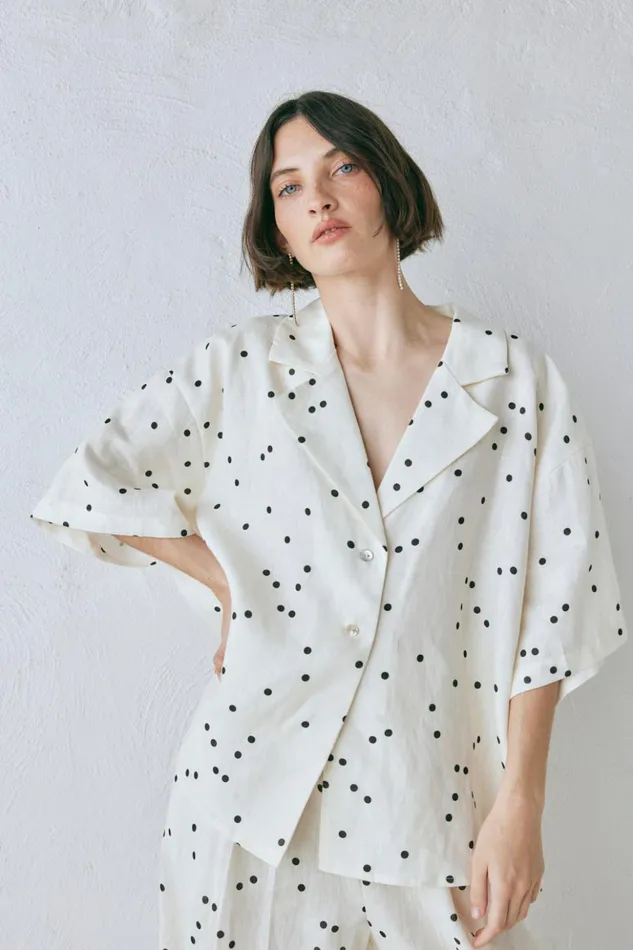 VRG GRL Shirts Women Anke Linen Shirt Dot