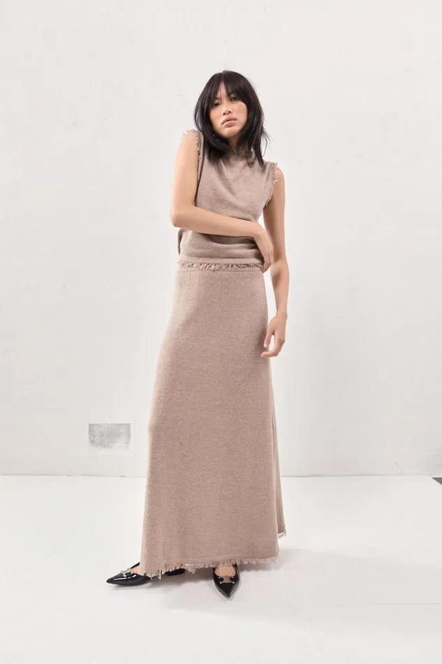 VRG GRL Skirts Women Rowe Knit Maxi Skirt Mocha
