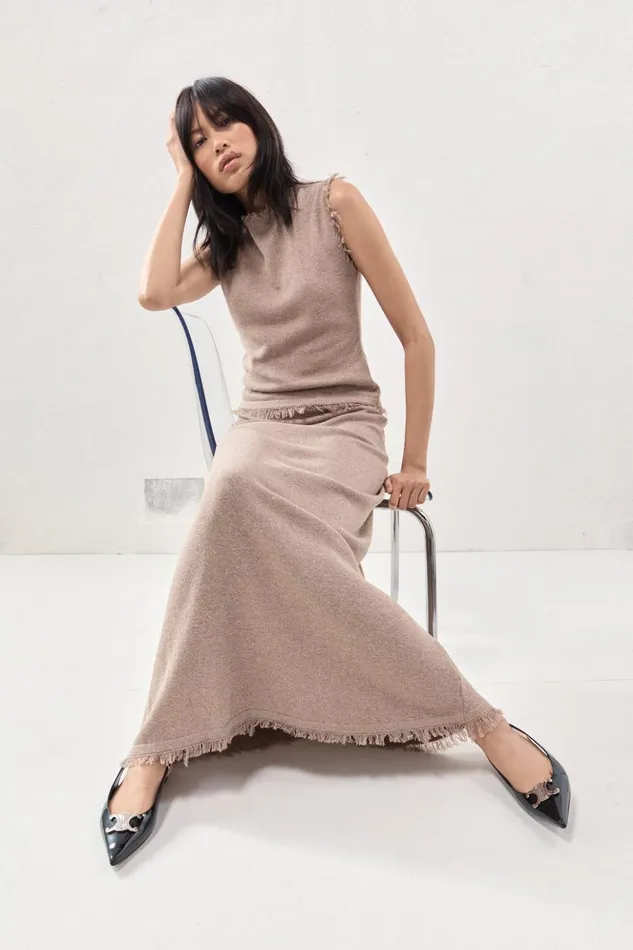 VRG GRL Skirts Women Rowe Knit Maxi Skirt Mocha VRG GRL Skirts Women Rowe Knit Maxi Skirt Mocha