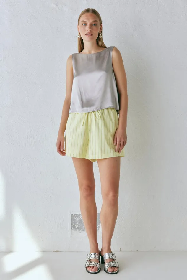 VRG GRL Sleeveless Women Lira Satin Top Silver VRG GRL Sleeveless Women Lira Satin Top Silver