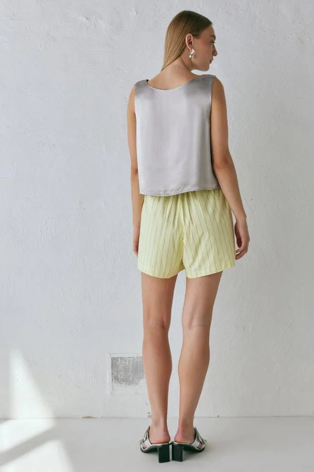 VRG GRL Sleeveless Women Lira Satin Top Silver VRG GRL Sleeveless Women Lira Satin Top Silver