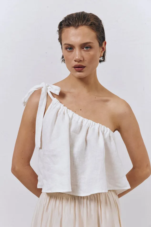 VRG GRL Sleeveless Women Slow Living Linen Top White