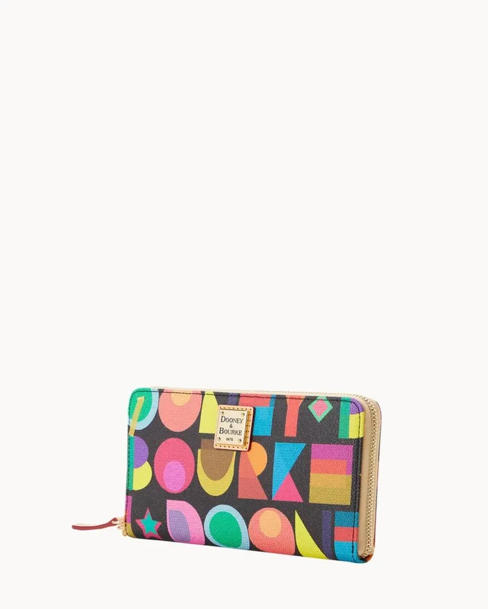 Wallets Women Dooney and Bourke Art Deco Large Zip Around Wristlet Black Wallets Women Dooney and Bourke Art Deco Large Zip Around Wristlet Black