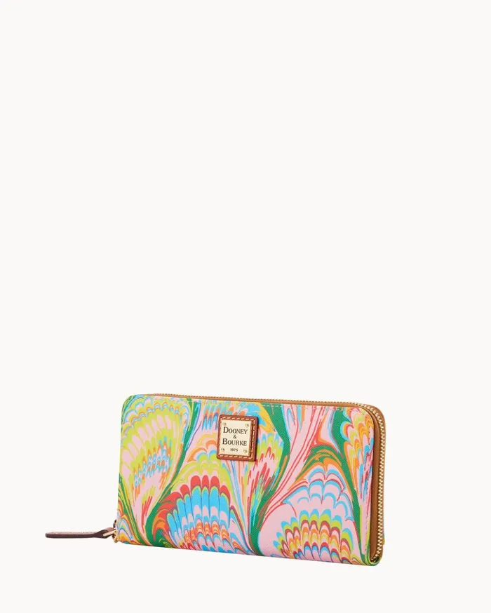 Wallets Women Dooney and Bourke Plumes Large Zip Around Wristlet Pink Wallets Women Dooney and Bourke Plumes Large Zip Around Wristlet Pink
