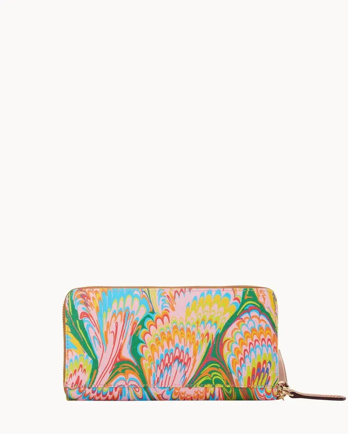 Wallets Women Dooney and Bourke Plumes Large Zip Around Wristlet Pink Wallets Women Dooney and Bourke Plumes Large Zip Around Wristlet Pink