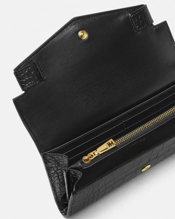 Wallets Women Versace Medusa 03995 Long Wallet Blackgold