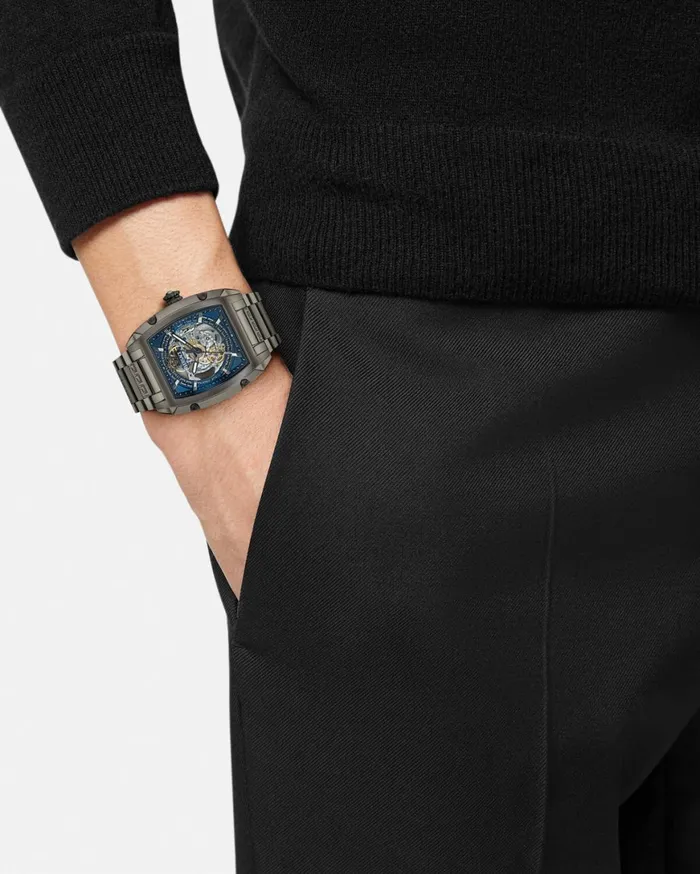 Watches Men Versace Dominus Skeleton Watch Black