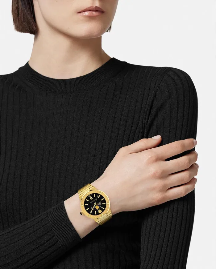 Watches Women Versace Greca Logo Moonphase Watch Pnul