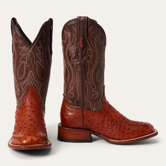 Western Men Stetson Ozzy Ostrich Boot Brown