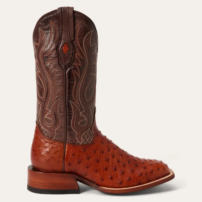 Western Men Stetson Ozzy Ostrich Boot Brown