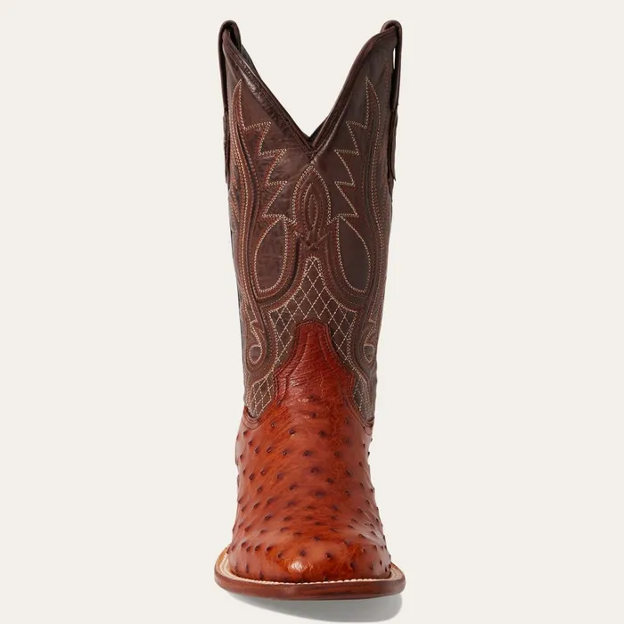 Western Men Stetson Ozzy Ostrich Boot Brown