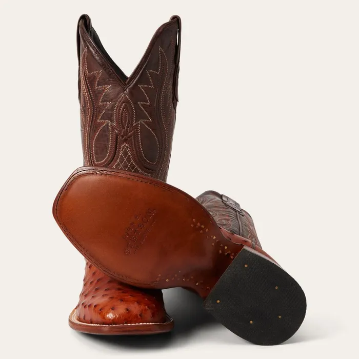 Western Men Stetson Ozzy Ostrich Boot Brown