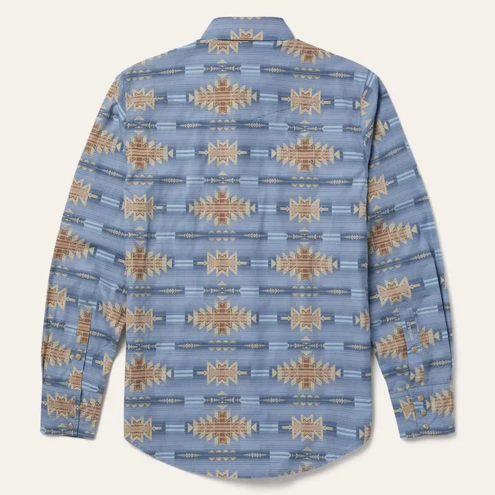 Western Shirts Men Stetson Desert Horizon Shirt Blue