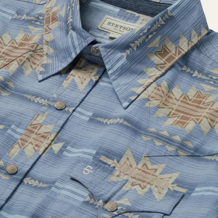 Western Shirts Men Stetson Desert Horizon Shirt Blue