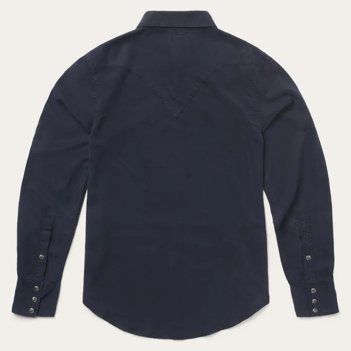 Western Shirts Men Stetson Navy Twill Shirt Blue