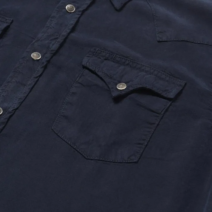Western Shirts Men Stetson Navy Twill Shirt Blue