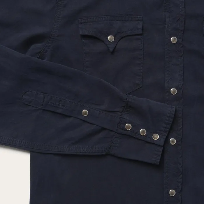 Western Shirts Men Stetson Navy Twill Shirt Blue