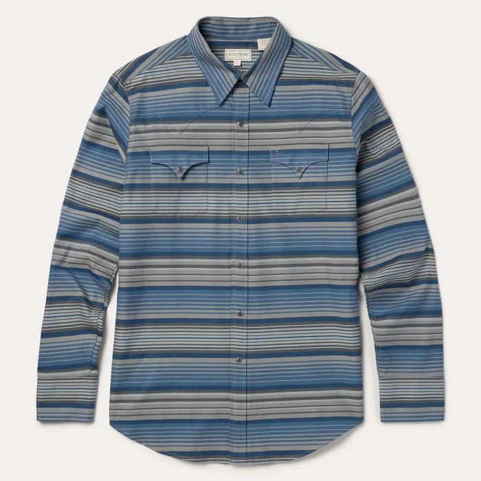Western Shirts Men Stetson Serape Stripe Western Shirt Blue