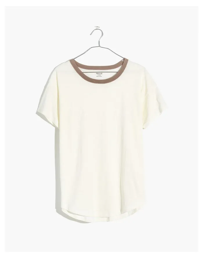 Whisper Cotton Rib Crewneck Ringer Tee Telluride Stone Women Madewell Tees Whisper Cotton Rib Crewneck Ringer Tee Telluride Stone Women Madewell Tees