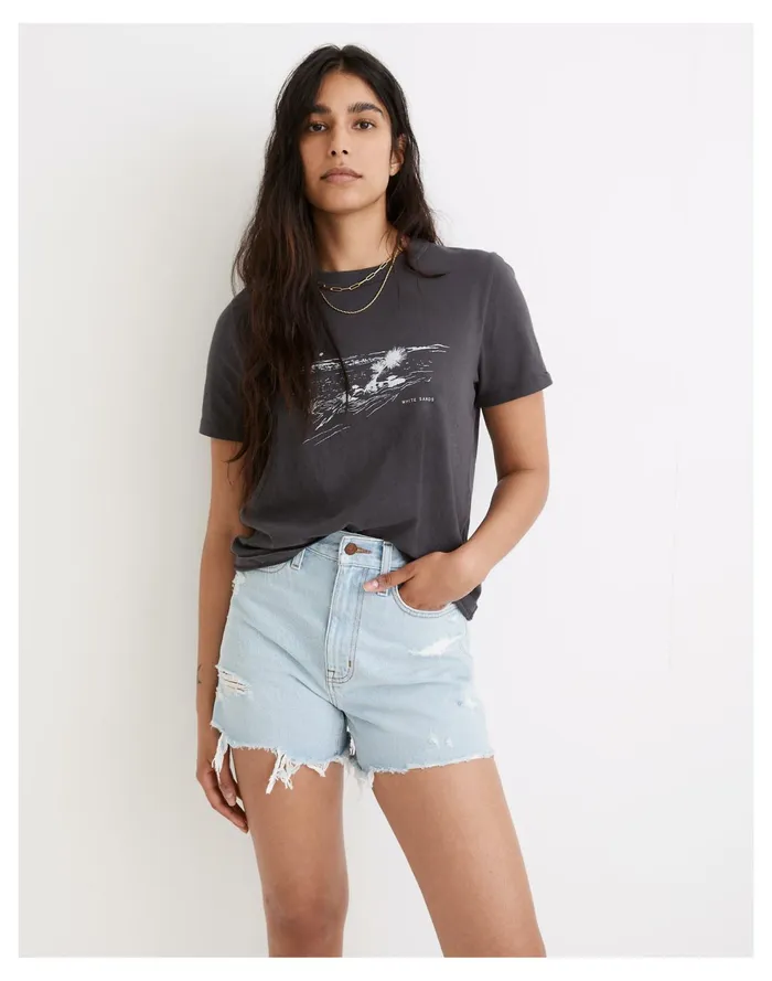 White Sands Softfade Cotton Oversized Tee Coal Women Madewell Tees