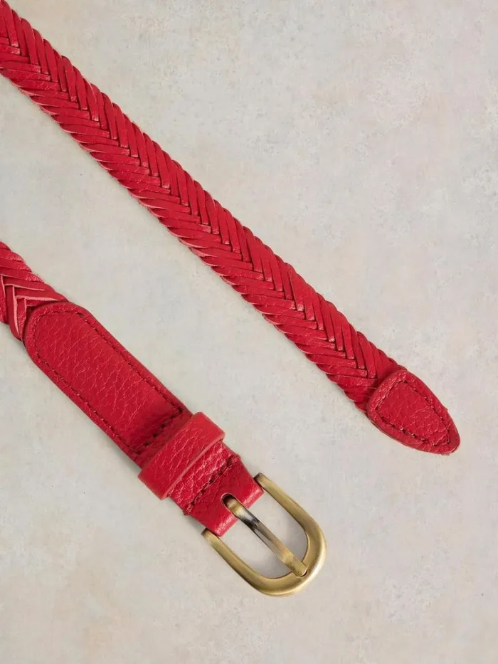 White Stuff Belts Plaited Leather Skinny Belt Mid Red 8211 Women