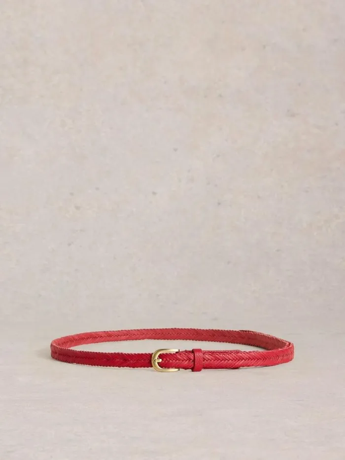 White Stuff Belts Plaited Leather Skinny Belt Mid Red 8211 Women