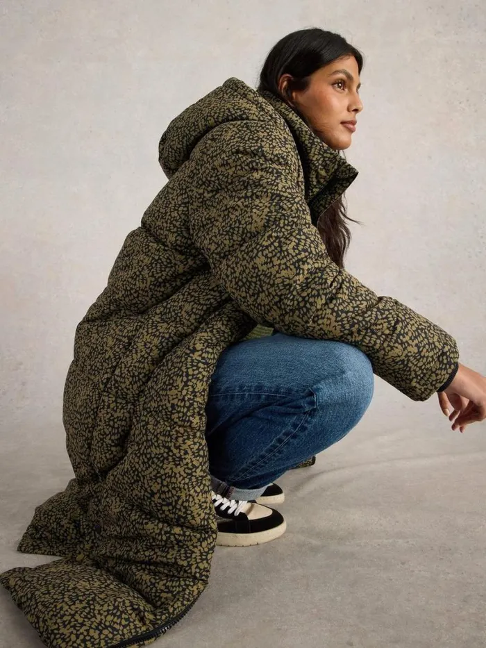 White Stuff Coats and Jackets Elyse Quilted Coat Black Print 8211 Women