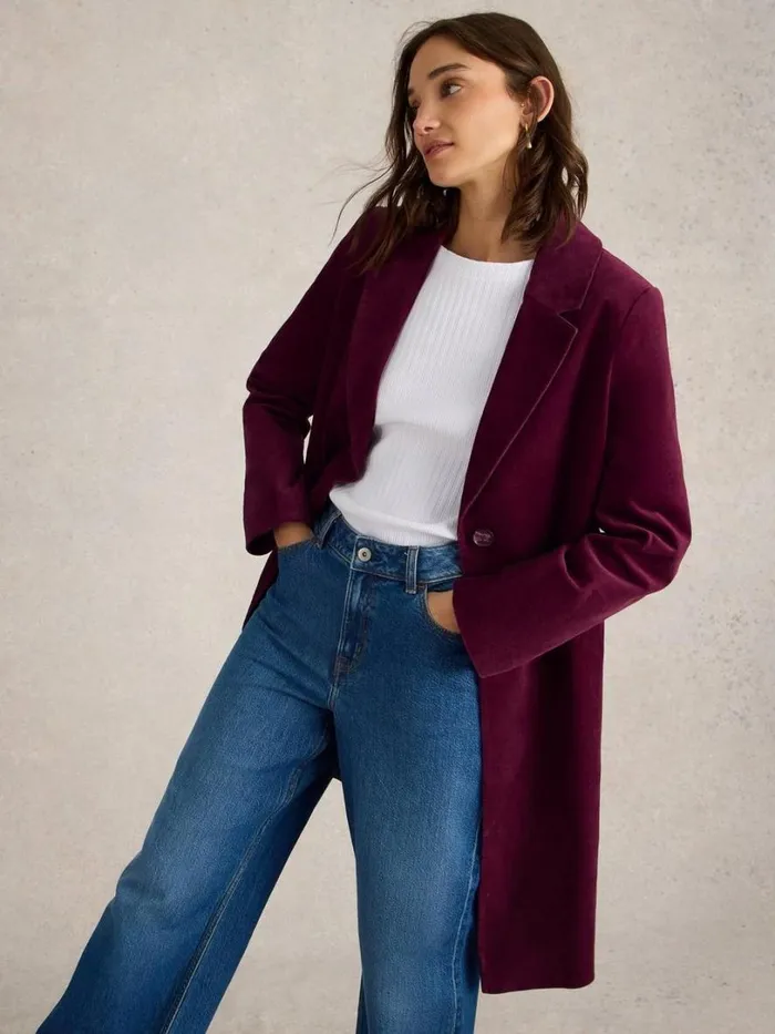 White Stuff Coats and Jackets Kamila Velvet Coat Dk Plum 8211 Women White Stuff Coats and Jackets Kamila Velvet Coat Dk Plum 8211 Women