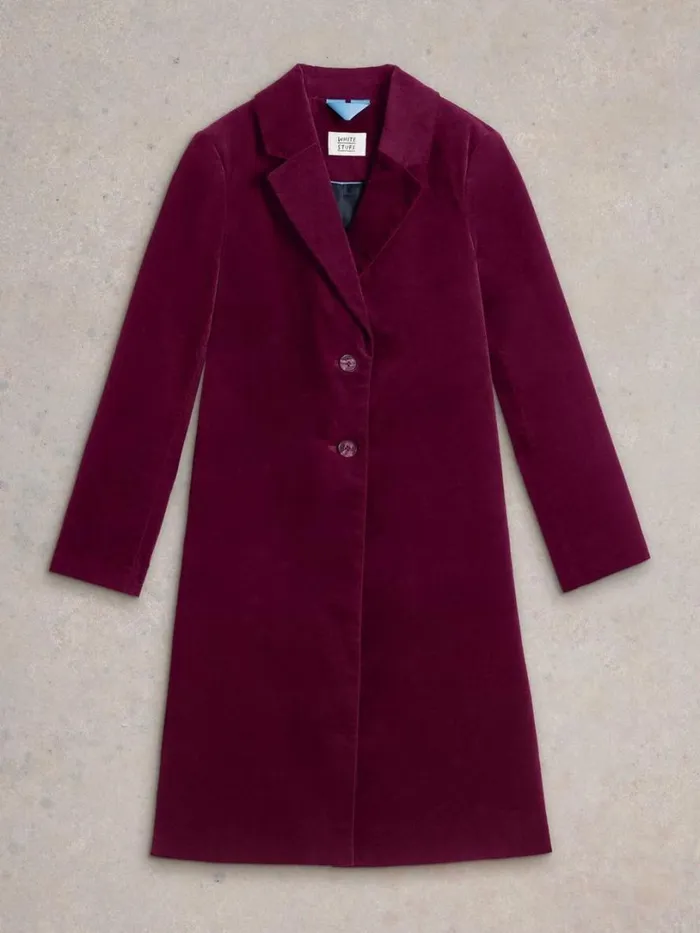 White Stuff Coats and Jackets Kamila Velvet Coat Dk Plum 8211 Women White Stuff Coats and Jackets Kamila Velvet Coat Dk Plum 8211 Women