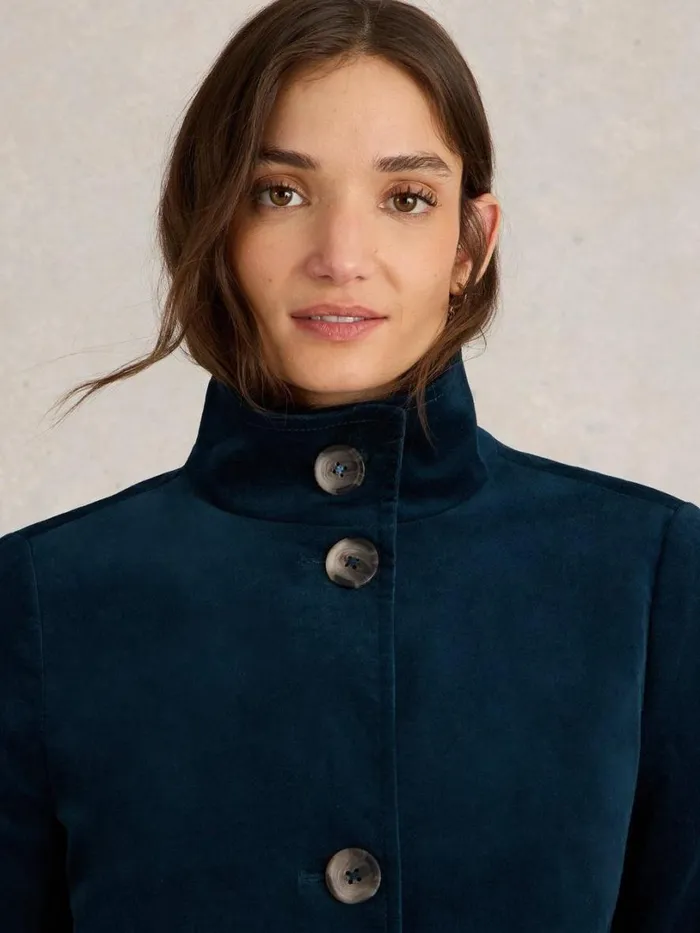 White Stuff Coats and Jackets Karla Velvet Coat Dk Teal 8211 Women