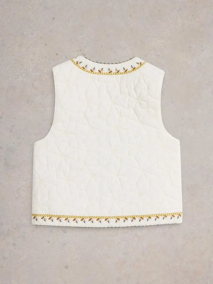 White Stuff Coats Kids Embroidered Gilet Natural Multi 8211 Kids