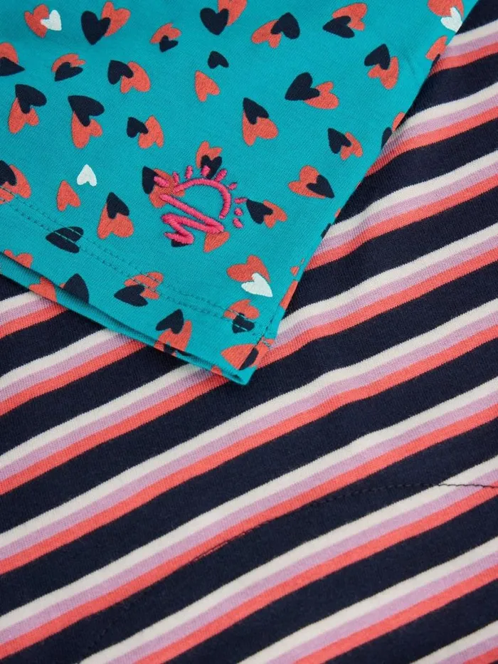 White Stuff Dresses and Skirts Ditsy Heart Print Jersey Dress Blue Multi 8211 Kids