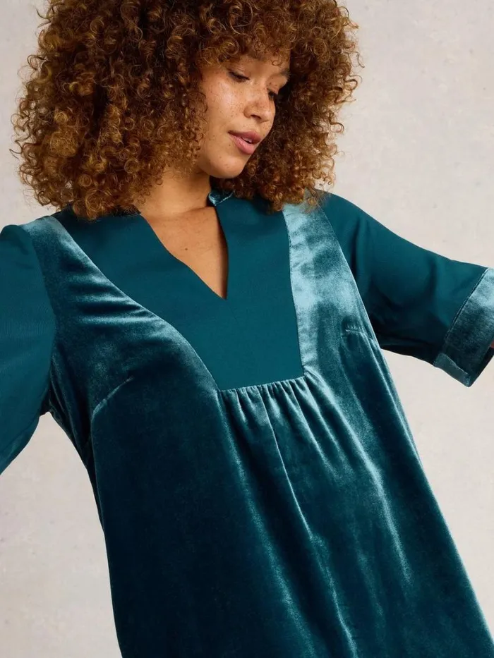 White Stuff Dresses Ash Velvet Mix Dress Dk Teal 8211 Women