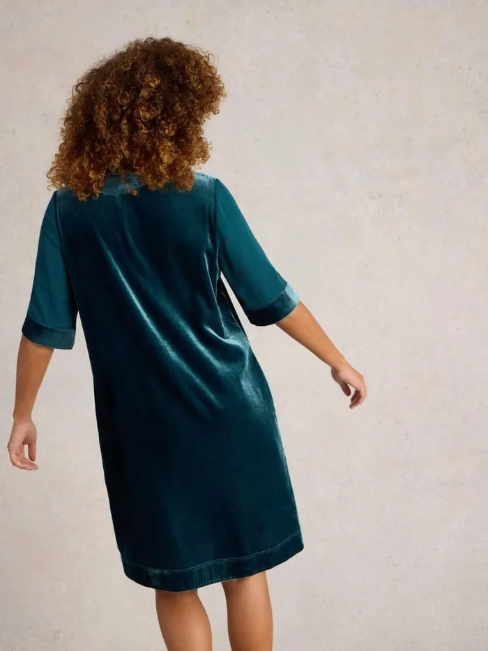 White Stuff Dresses Ash Velvet Mix Dress Dk Teal 8211 Women