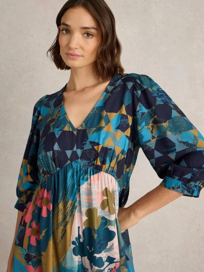 White Stuff Dresses Lucy Midi Printed Dress Teal Print 8211 Women