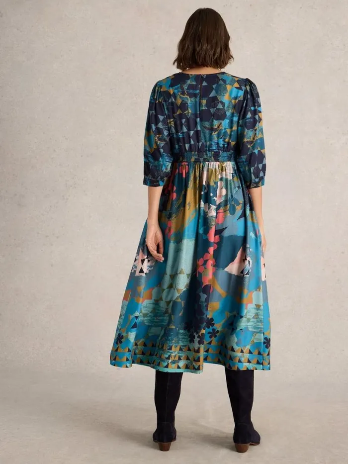 White Stuff Dresses Lucy Midi Printed Dress Teal Print 8211 Women