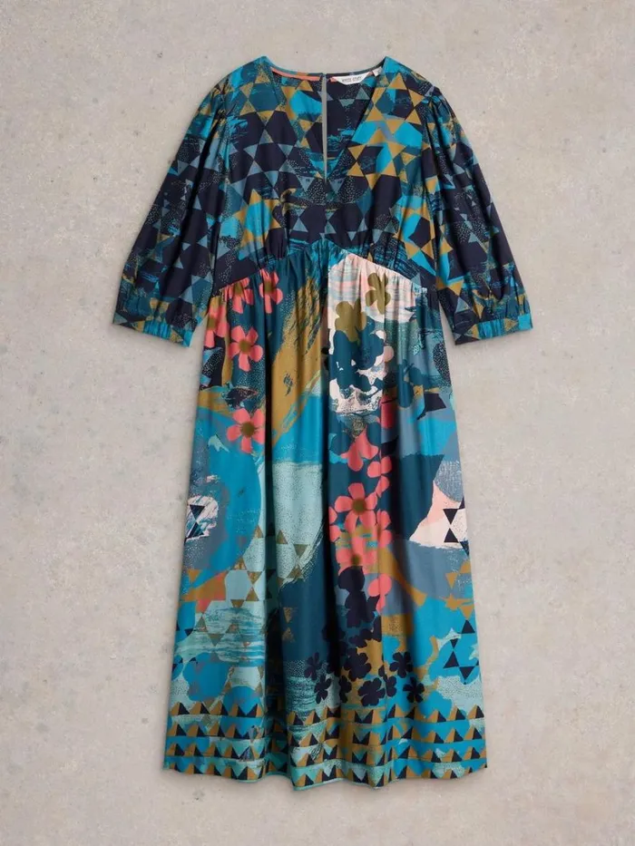 White Stuff Dresses Lucy Midi Printed Dress Teal Print 8211 Women