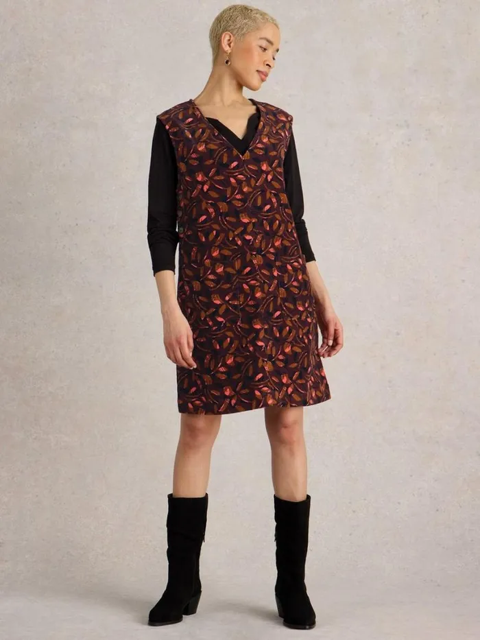 White Stuff Dresses Maple Cord Pinafore Plum Purple Print 8211 Women